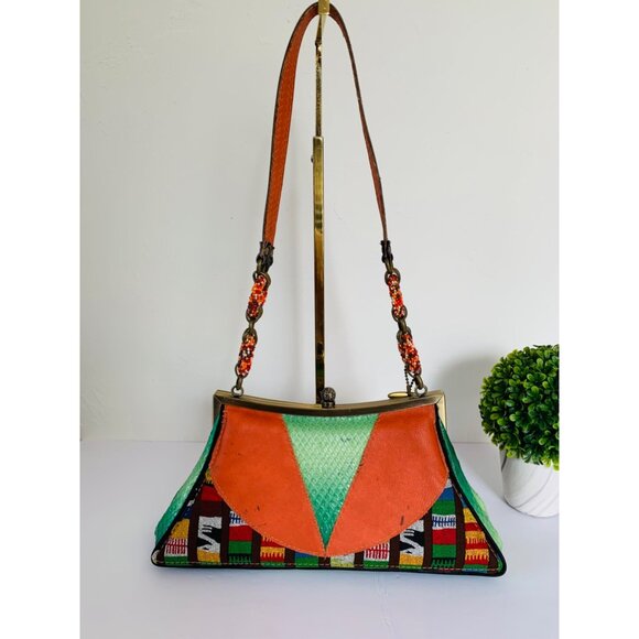 Mary Frances Shoulder Bag Boho Festival Beaded Embroidered Vibrant Small Stunner - Picture 7 of 15